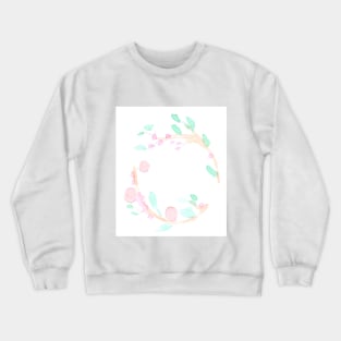 wreath, plants, round, nature, flowers, berries, watercolor, illustration, hand drawn, color, design Crewneck Sweatshirt